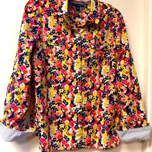Tommy Hilfiger cotton large floral colored bottom down large blouse